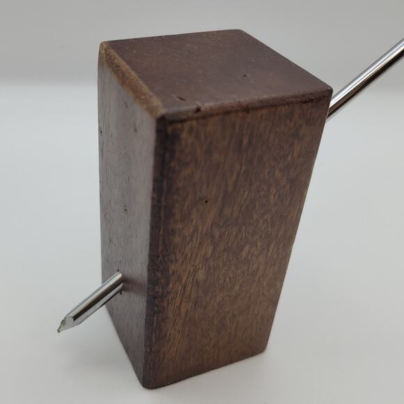 Vtg Paperweight Pen Holder Long Nail Shape Ball Point Pen in Wood Block Prince - Picture 3 of 16